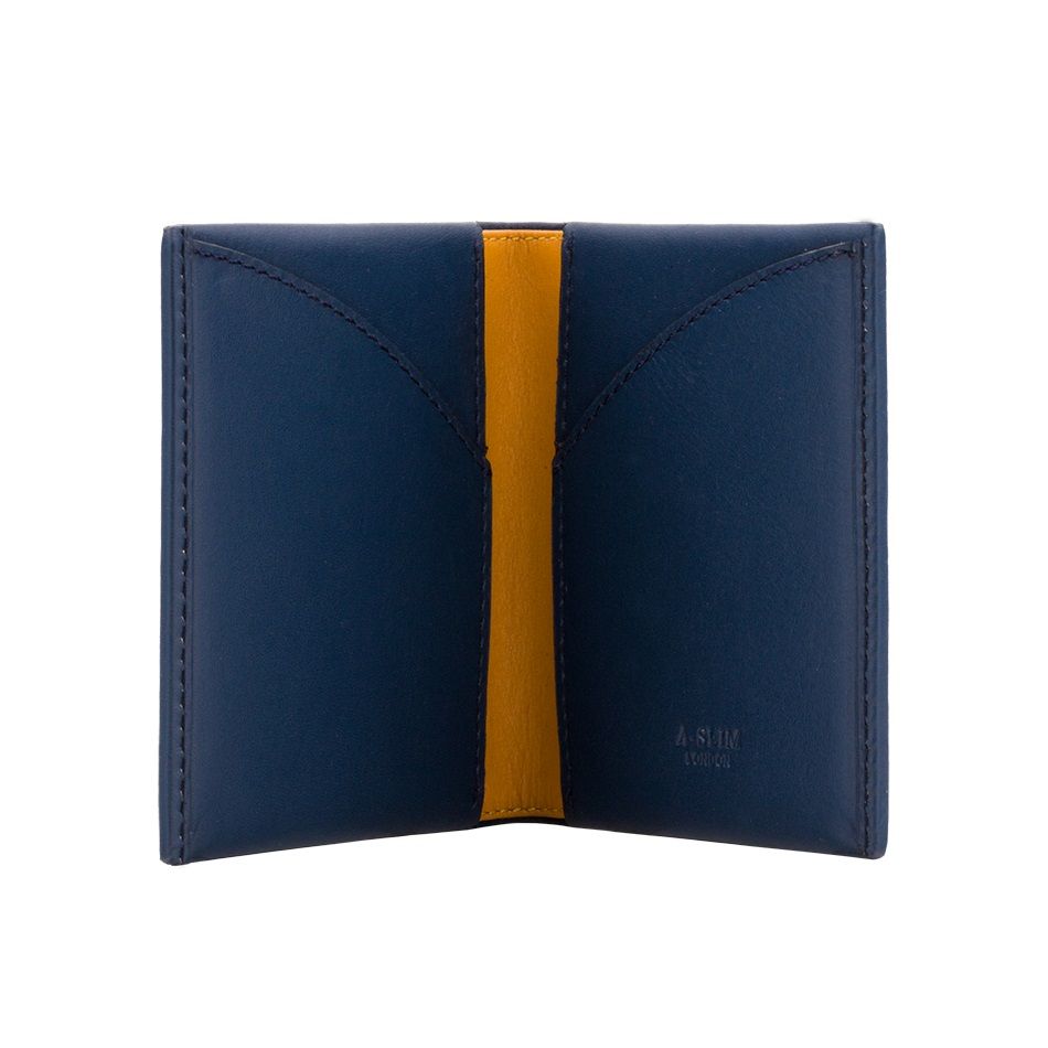 A-SLIM Leather Wallet Origami - Blue/Yellow